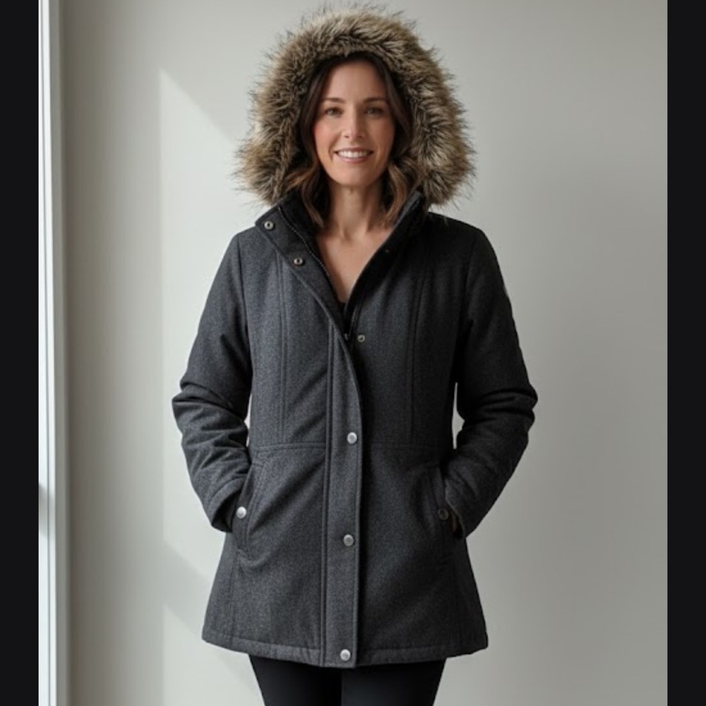 London Fog Women's Charcoal Hooded Ski Jacket